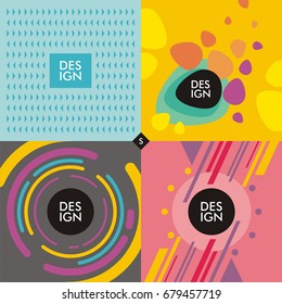 Fondos de Anuncios de Web con Formas y objetos coloridos de moda. Conjunto vívido y creativo de Elementos de diseño geométricos.