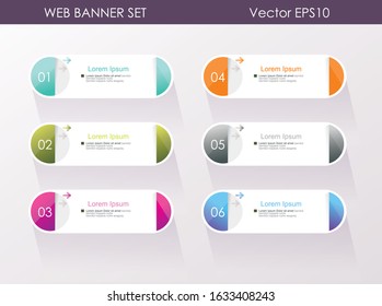 Web Banners Design. Can be used for workflow layout, diagram, number options, step up options, web design, banner template, infographic, timeline.