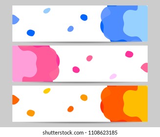 Web banners design template, set abstract header or footer, vector illustration
