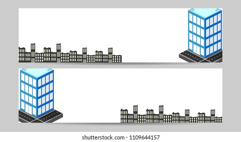 Web banners design template, set urban header or footer, vector illustration
