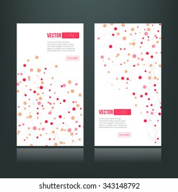 Web banners with dots connected by lines. Social network concept. Vector illustration.
