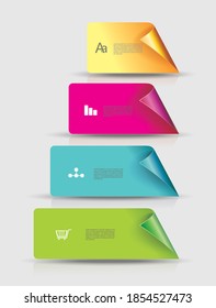 Web Banners with folded edge design, can be used for  number options, step up options, web design,  infographic, timeline