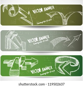 Web banners with Hand-drawn sketchy arrows. eps 10. Image contain transparency and various blending modes