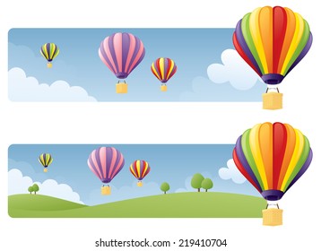 Web banners with hot air balloons.