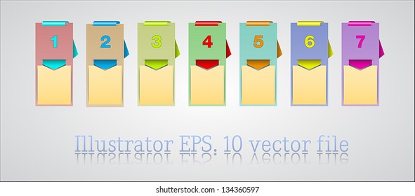 Web banners with number options and different color schemes. Business presentations.