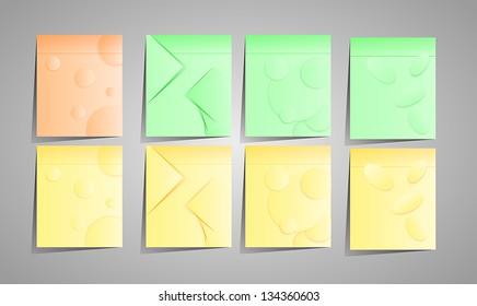 Web banners with number options and different color schemes. Business presentations. Sticky notes.