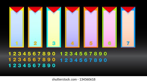 Web banners with number options and different color schemes. Business presentations.