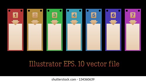 Web banners with number options and different color schemes. Business presentations.