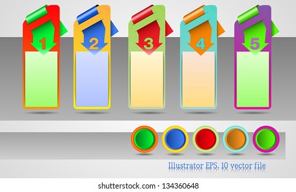 Web banners with number options and different color schemes. Business presentations.