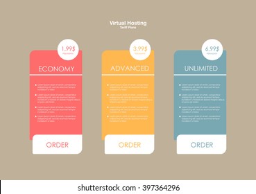 banners web. Lista de precios, planes de hospedaje y banners de banners web. tres tarifas. para el sitio. ui ux banner vectorial para la aplicación web.