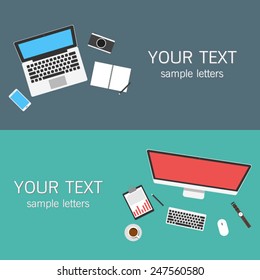 web banners and promotional materials in flat design, mock up template 