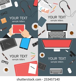 web banners and promotional materials in flat design, mock up template 