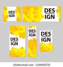 Web banners set. Autumn background with colorful brush strokes. Vector illustration
