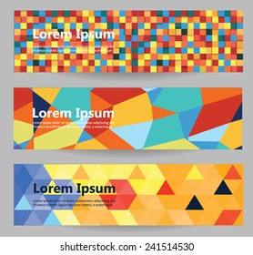 Web banners set. Color and geometry abstraction.