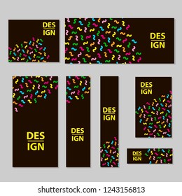 Web banners set with colorful curved lines. Vector illustration