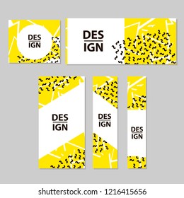 Web banners set with colorful geometric figures. Vector illustration