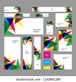 Web Banners Set With Colorful Triangle For Asian Games 2018