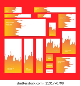Web banners set in standard size with hot fire
