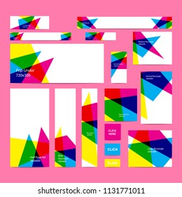 Web banners set in standard size with colorful triangle