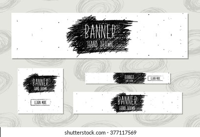 Web Banners Templates hand drawn modern style for the design of web sites and online shops. Vector illustration