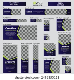 Web banners templates, standard sizes with space for photo, modern design.