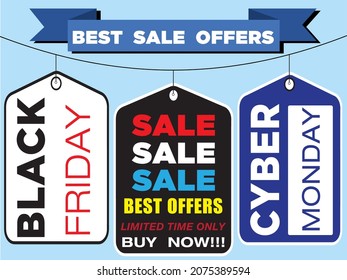 Web banners vector illustrations showing different sales offers