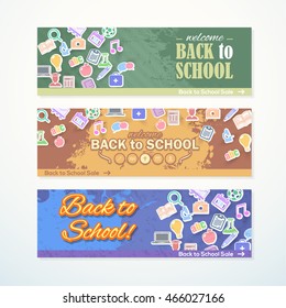 Web Banners Welcome Back to School Sale Background Set