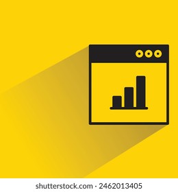 web and bar chart icon with shadow on yellow background