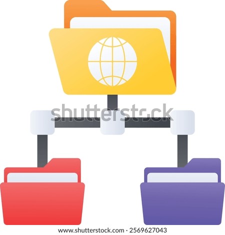 Web based File Folder Manager App concept, Browsing Directory Online vector color icon design, Web hosting service Symbol, Computing machines Sign, Internet Application Management stock illustration