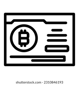 Web bitcoin icon outline vector. Money online. Laptop earn