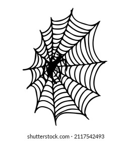 A web with a black spider, doodles, abstraction.