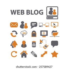 blog web, comunidad, iconos aislados de internet, signos, siluetas, ilustraciones, set, vector