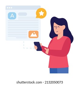 Web blog flat character icon, premium download 

