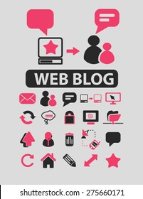 web blog, internet, talk icons, signs.  illustrations set, vector