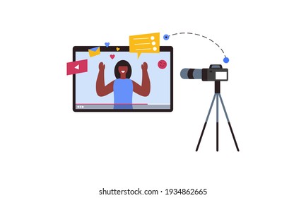Blogueros web, vloggers o creadores de contenido ilustraciones aisladas