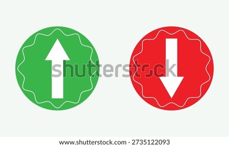 Web blue arrow up and green down arrow sign. flat style design. up and down arrows icon vector, filled flat sign, solid pictogram isolated on white. exchange symbol. vector illustration. EPS 10 .