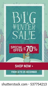 Web blue banner and poster big winter sale and special offer