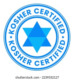 Web Blue Modern Minimalistic Kosher Food Certified Stamp, banner, sticker, badge, label