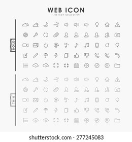 iconos de negrita y contorno delgado de la web