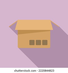 Web box icon flat vector. Carton package. Open box