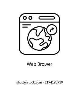 Web Brower vector Outline Icon Design illustration on White background. EPS 10 File 