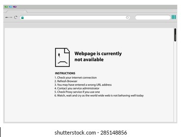 Web Browser with a 503 Service Temporarily Unavailable message. Broken Link or Website Error Icon. Editable Clip Art Illustration.