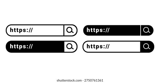 Web Browser Address Bar Search Field Icons Set White And Black Simple Minimalist Vector Design
