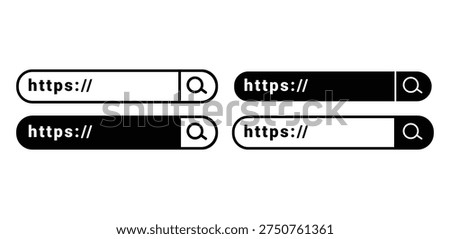 Web Browser Address Bar Search Field Icons Set White And Black Simple Minimalist Vector Design