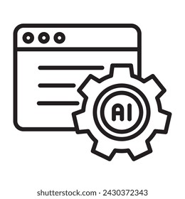 Web browser with ai artificial intelligence icon. vector illustration.
