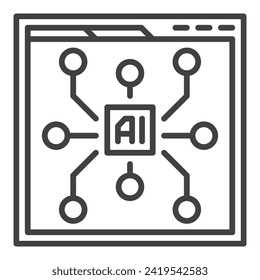 Web Browser with AI vector Artificial Intelligence Website concept outline icon or symbol