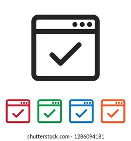 Web browser approve vector icon