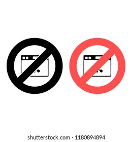 Web browser ban, prohibition icon. Simple glyph vector of technology for UI and UX, website or mobile application on white background