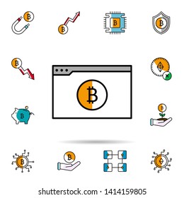 web browser, bitcoin, cryptocurrency, finance icon. Universal set of cryptocurrency for website design and development, app development