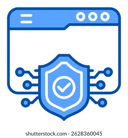Icono de color azul del navegador del Web. Diseño simple del icono del Vector en estilo azul del color. Formato de Vector editable